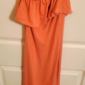 Peach halter maxi dress,  cardigan with with sheer dress